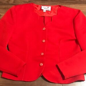 VINTAGE SUIT SET Size 2 Red Women's Button Jacket pants blazer